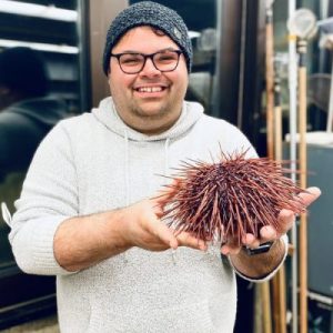 Austin Garner with sea urchin